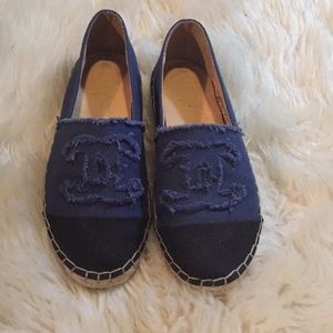 Chanel Black and Blue Espadrilles
